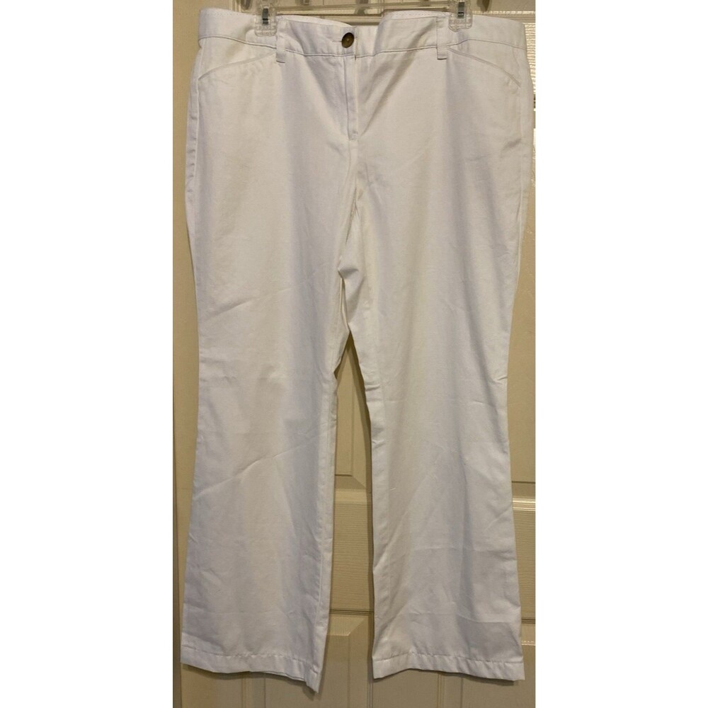 Lands End White 100% Cotton Pants Chino Womens Size 14P Clean Classic Minimalist